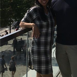 Madewell plaid flannel button Front shirt dress